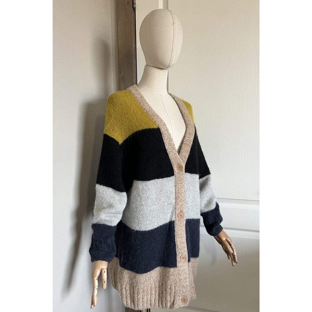 COS Size Small Women’s Alpaca Wool Blend Stripe Oversized Cardigan Sweater - Picture 4 of 16